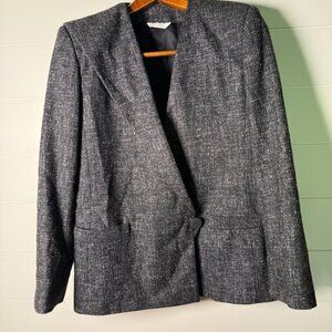 Haberdas Her Women’s Asymetric Blazer Size 7/8, Black Heathered